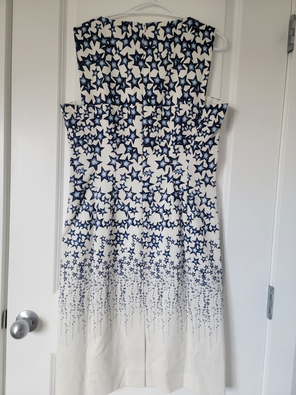 Lands' End Navy Star Print Sleeveless Sheath Dress on White - Picture 3 of 5